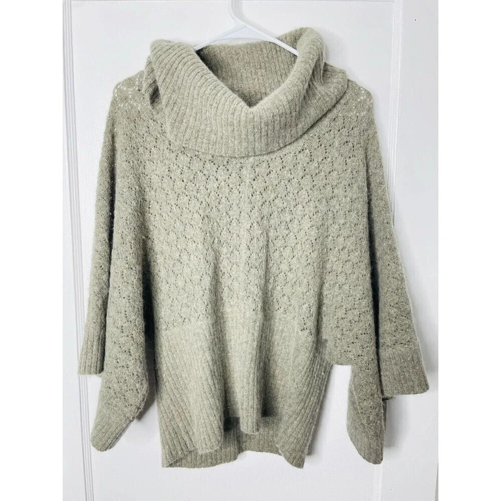 Jillian Jones Sweater Medium Wool Rabbit Hair Open Knit Cowl Neck Crop Stretch